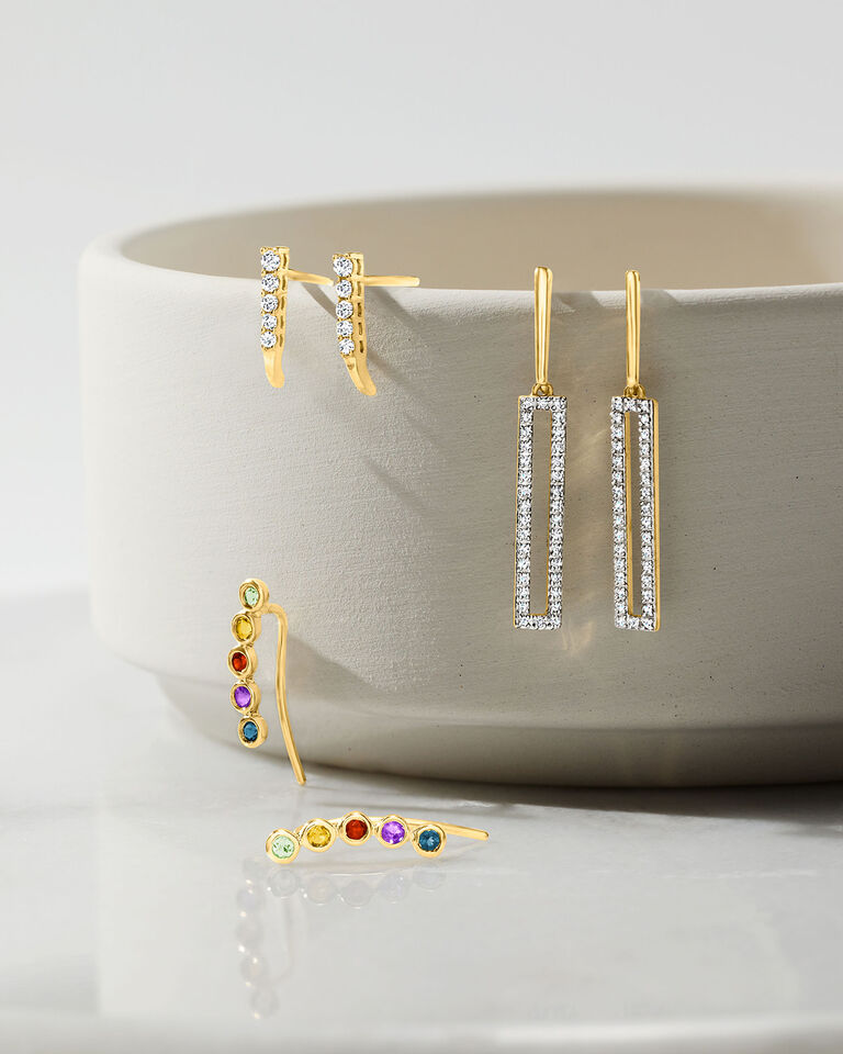 RS Pure Gold and Gemstone Earrings