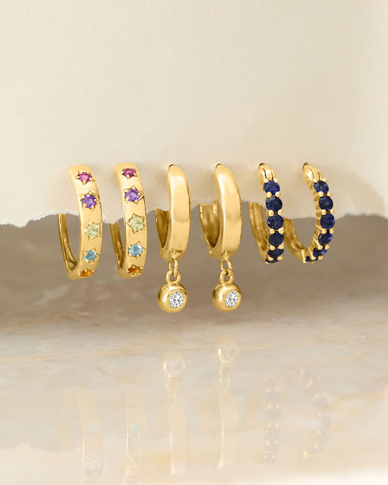Four Pairs of RS Pure Gold and Gemstone Earrings