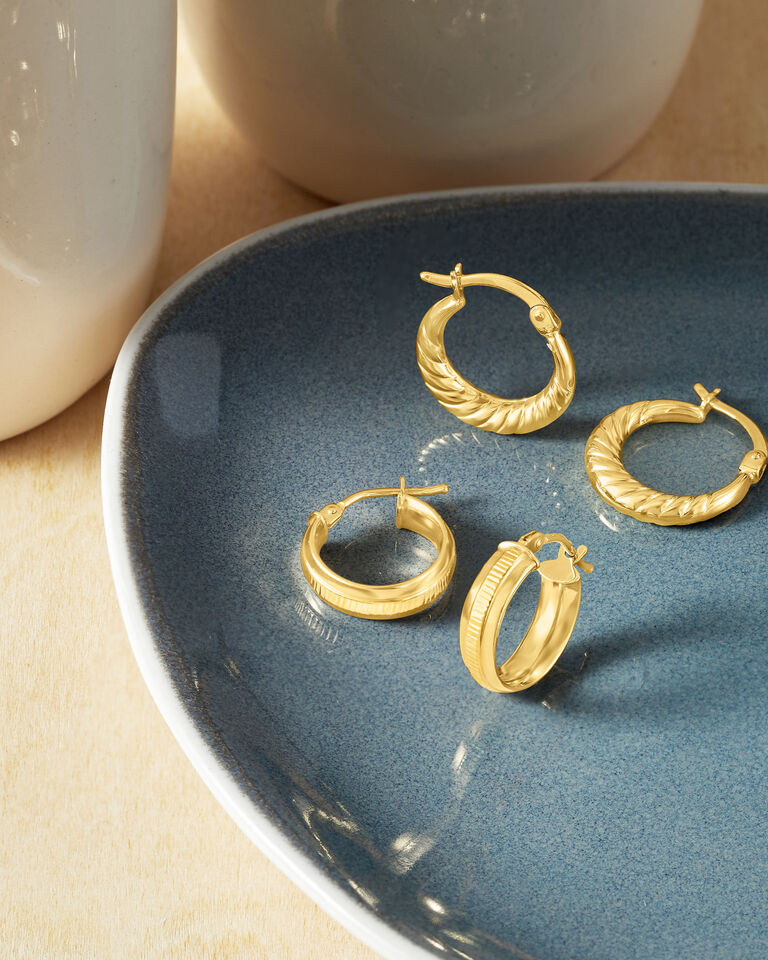 Two Sets of RS Pure Yellow Gold Earrings
