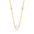 4-5mm Cultured Pearl Station Necklace in 14kt Yellow Gold