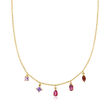 .86 ct. t.w. Multi-Gemstone Drop Necklace in 14kt Yellow Gold