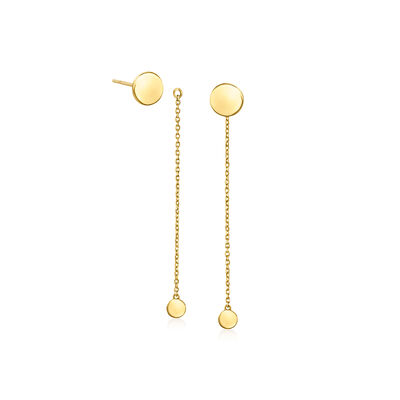 14kt Yellow Gold Removable Cable-Chain Drop Earrings