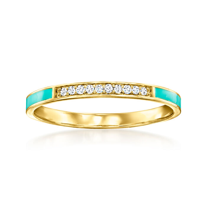 Turquoise Enamel and Diamond-Accented Ring in 14kt Yellow Gold