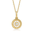 White Enamel and Diamond-Accented Sun Pendant Necklace in 14kt Yellow Gold
