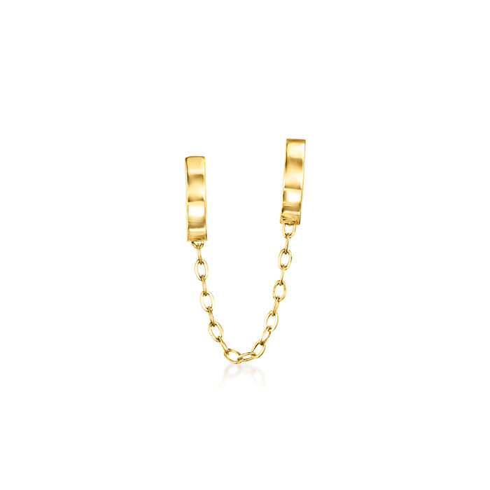 14kt Yellow Gold Double-Piercing C-Hoop and Cable-Chain Earrings