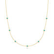 Teal Enamel Star Station Necklace in 14kt Yellow Gold