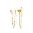 14kt Yellow Gold Bar Chain Drop Earrings