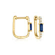 .20 ct. t.w. Sapphire and .10 ct. t.w. Diamond Paper Clip Link Hoop Earrings in 14kt Yellow Gold