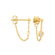 14kt Yellow Gold Chain Drop Earrings with Diamond Accents