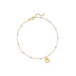 Italian 14kt Yellow Gold Seashell and Pink Enamel Station Anklet