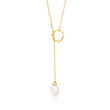4-4.5mm Cultured Pearl Lariat Necklace in 14kt Yellow Gold