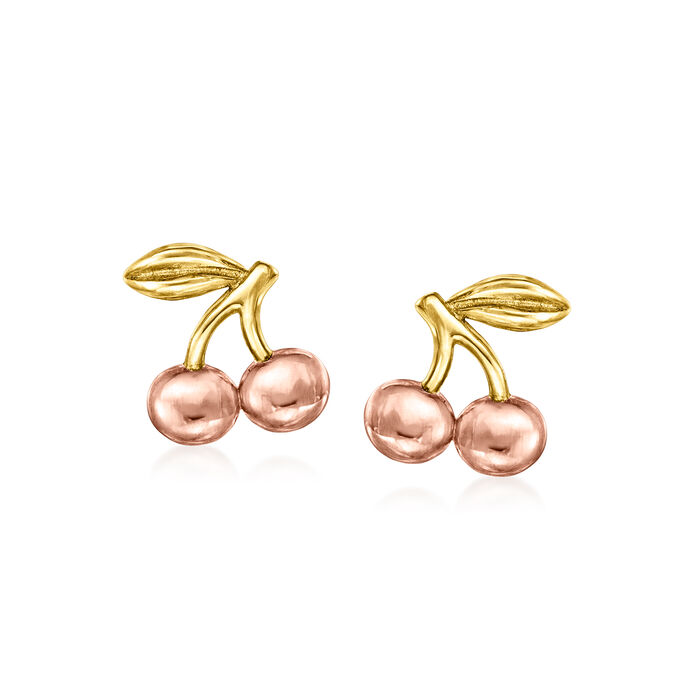 Italian 14kt Two-Tone Gold Cherry Stud Earrings