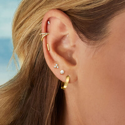 14kt Yellow Gold Bar Single Flat-Back Stud Earring