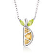 .30 ct. t.w. Citrine and .20 ct. t.w. Peridot Orange Slice Necklace in Sterling Silver