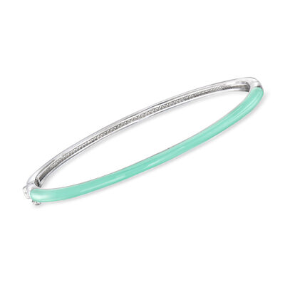 .15 ct. t.w. Diamond and Turquoise Reversible Bangle Bracelet in Sterling Silver