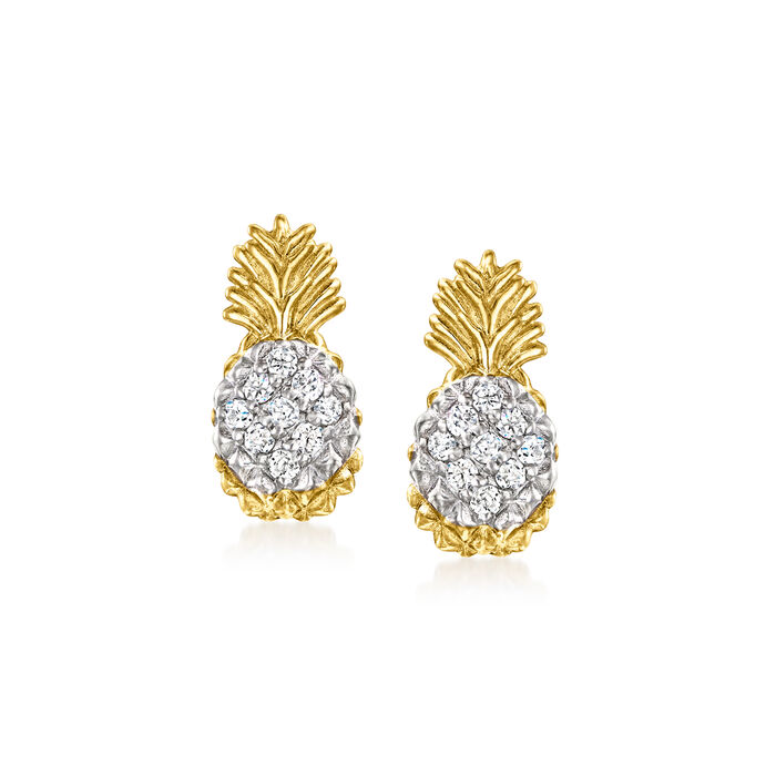 .10 ct. t.w. Diamond Pineapple Stud Earrings in 14kt Yellow Gold